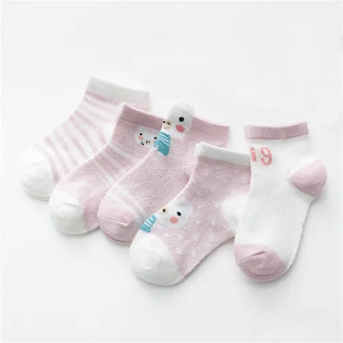 5 Pairs Infant Baby Socks - Soft and Adorable - INFANTSY