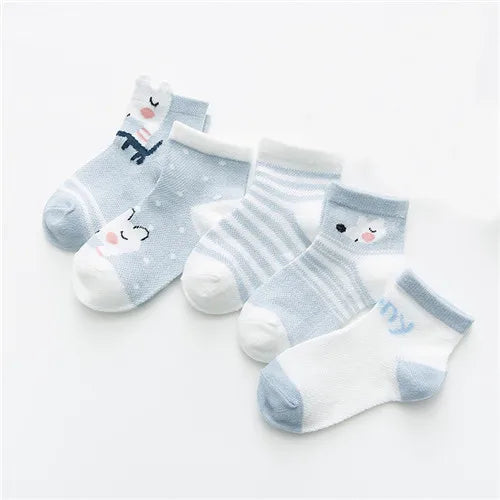 5 Pairs Infant Baby Socks - Soft and Adorable - INFANTSY