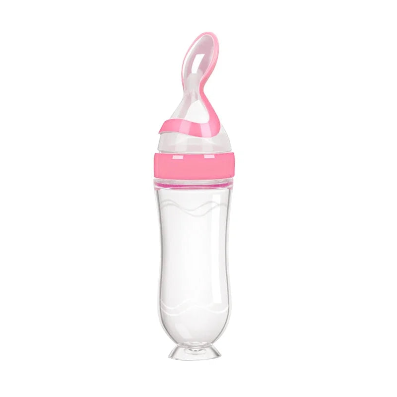 Safe Useful Silicone Baby Bottle with Spoon – Feed Your Baby Effortlessly - INFANTSY