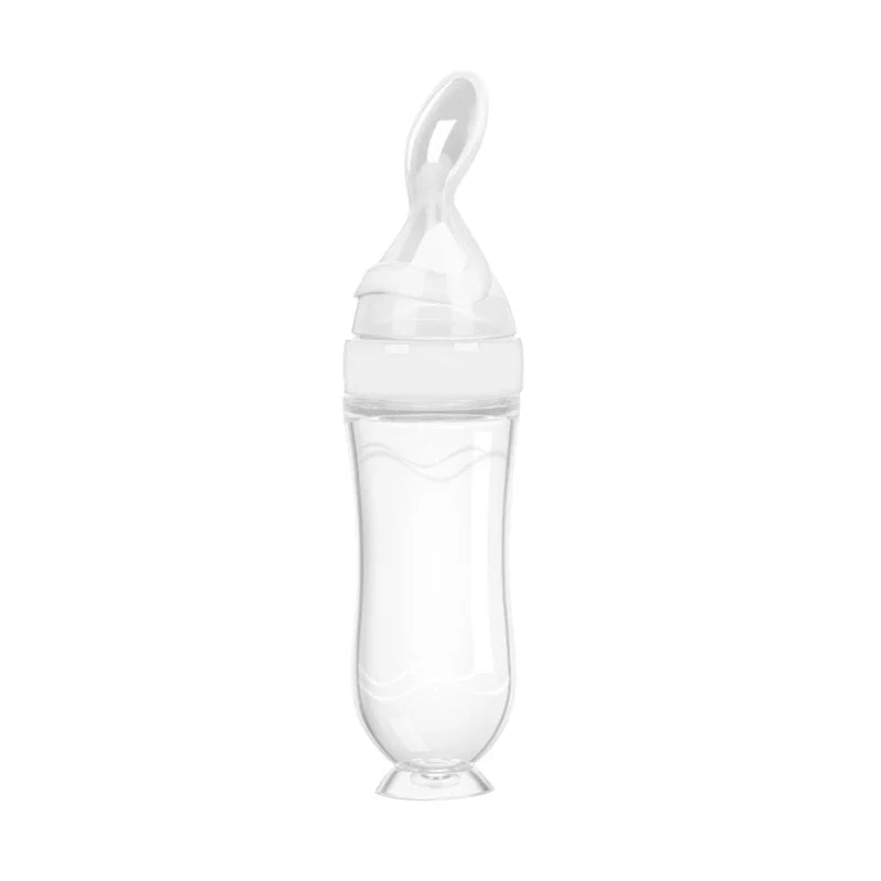 Safe Useful Silicone Baby Bottle with Spoon – Feed Your Baby Effortlessly - INFANTSY