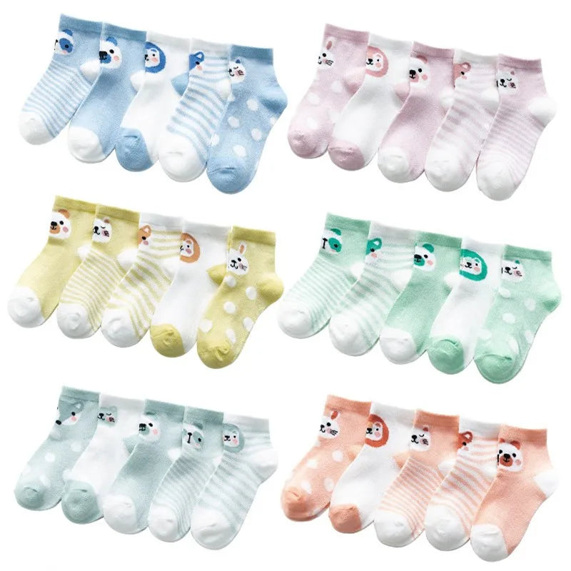 5 Pairs Infant Baby Socks - Soft and Adorable - INFANTSY